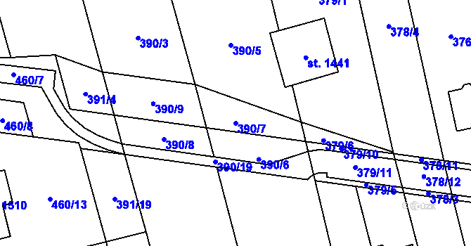 Parcela st. 390/7 v KÚ Bílovice nad Svitavou, Katastrální mapa