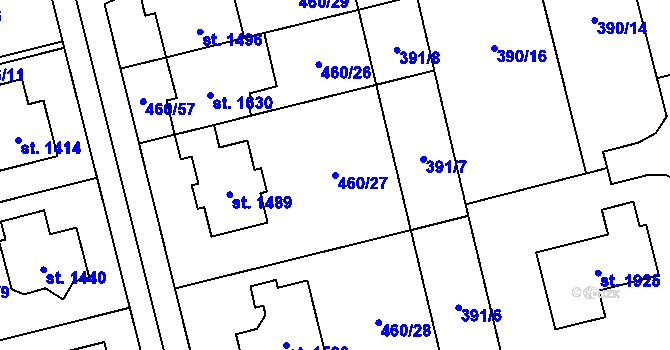 Parcela st. 460/27 v KÚ Bílovice nad Svitavou, Katastrální mapa