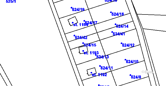 Parcela st. 524/15 v KÚ Bílovice nad Svitavou, Katastrální mapa