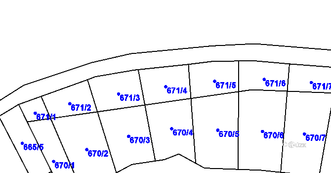 Parcela st. 671/4 v KÚ Bílovice nad Svitavou, Katastrální mapa
