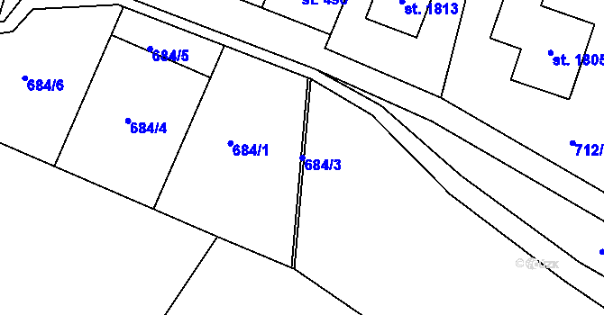 Parcela st. 684/3 v KÚ Bílovice nad Svitavou, Katastrální mapa