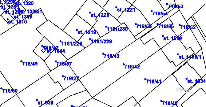 Parcela st. 718/43 v KÚ Bílovice nad Svitavou, Katastrální mapa