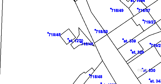 Parcela st. 718/46 v KÚ Bílovice nad Svitavou, Katastrální mapa