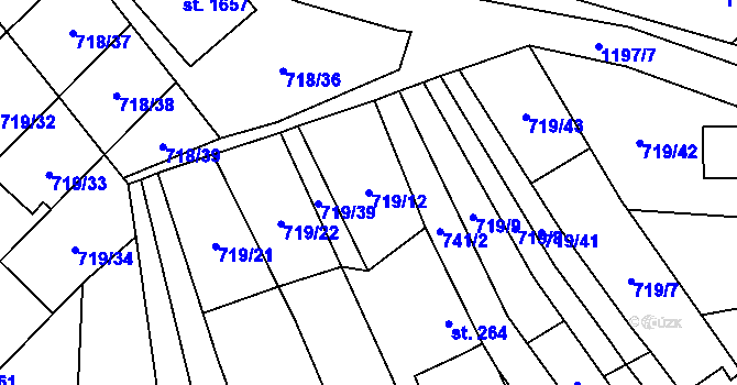 Parcela st. 719/12 v KÚ Bílovice nad Svitavou, Katastrální mapa