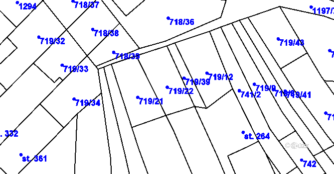 Parcela st. 719/22 v KÚ Bílovice nad Svitavou, Katastrální mapa