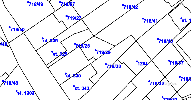 Parcela st. 719/29 v KÚ Bílovice nad Svitavou, Katastrální mapa