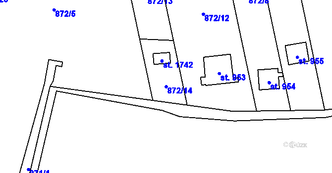 Parcela st. 872/14 v KÚ Bílovice nad Svitavou, Katastrální mapa