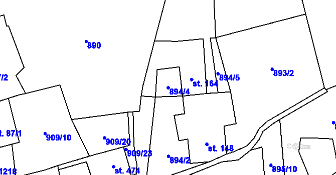 Parcela st. 894/4 v KÚ Bílovice nad Svitavou, Katastrální mapa