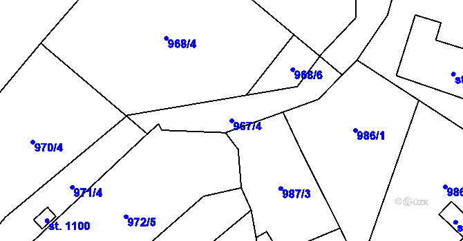 Parcela st. 967/4 v KÚ Bílovice nad Svitavou, Katastrální mapa