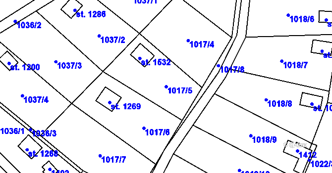 Parcela st. 1017/5 v KÚ Bílovice nad Svitavou, Katastrální mapa