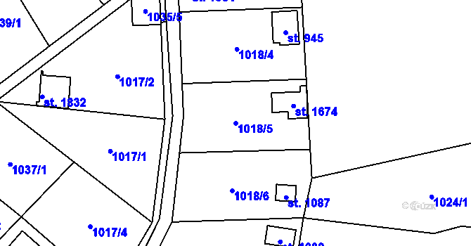 Parcela st. 1018/5 v KÚ Bílovice nad Svitavou, Katastrální mapa