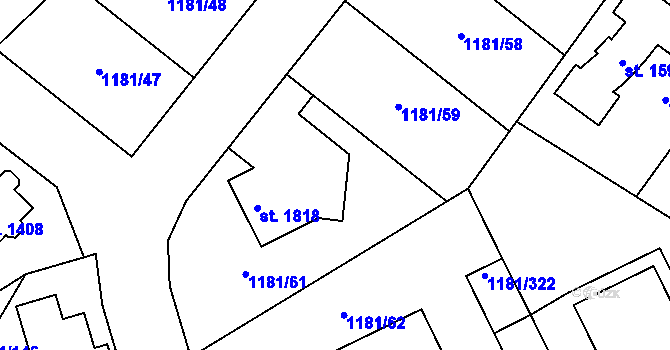 Parcela st. 1181/60 v KÚ Bílovice nad Svitavou, Katastrální mapa