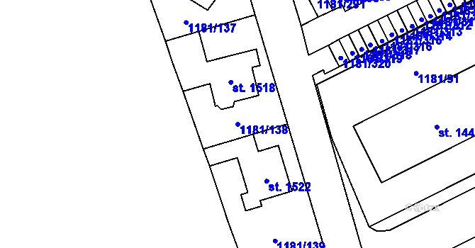 Parcela st. 1181/138 v KÚ Bílovice nad Svitavou, Katastrální mapa