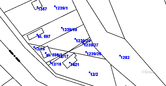 Parcela st. 1239/27 v KÚ Bílovice nad Svitavou, Katastrální mapa