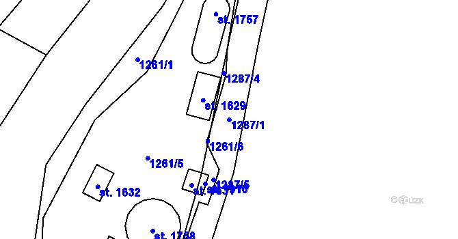 Parcela st. 1287/1 v KÚ Bílovice nad Svitavou, Katastrální mapa
