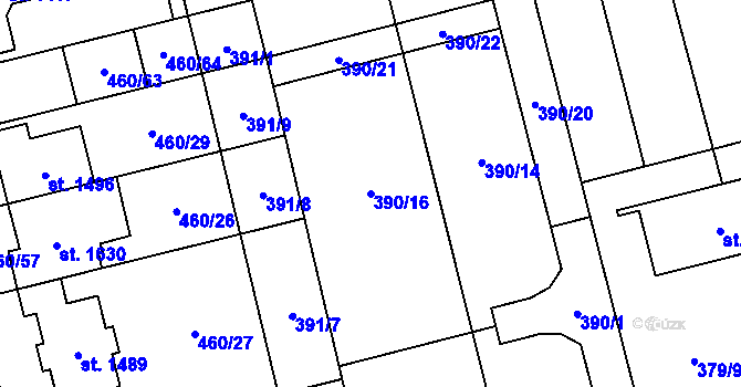 Parcela st. 390/16 v KÚ Bílovice nad Svitavou, Katastrální mapa