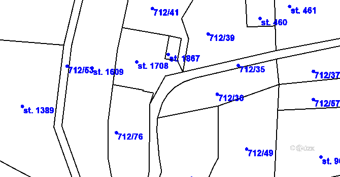 Parcela st. 712/60 v KÚ Bílovice nad Svitavou, Katastrální mapa