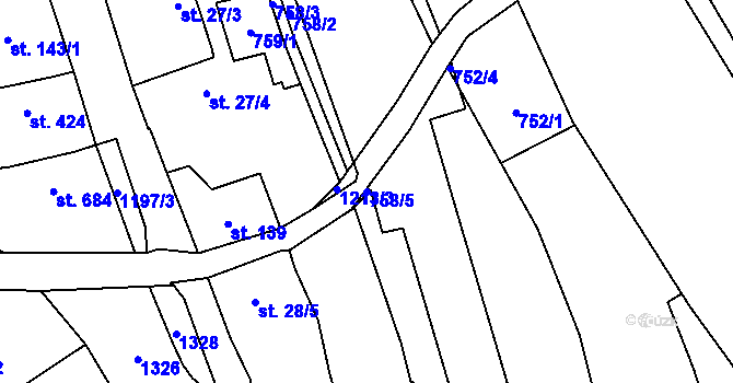 Parcela st. 758/5 v KÚ Bílovice nad Svitavou, Katastrální mapa