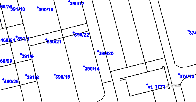 Parcela st. 390/20 v KÚ Bílovice nad Svitavou, Katastrální mapa