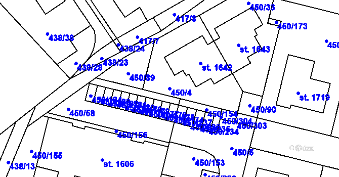 Parcela st. 450/4 v KÚ Bílovice nad Svitavou, Katastrální mapa