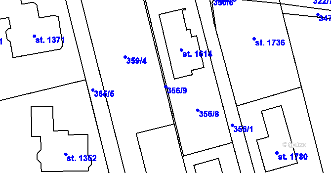 Parcela st. 356/9 v KÚ Bílovice nad Svitavou, Katastrální mapa