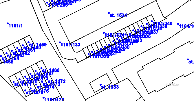 Parcela st. 1181/327 v KÚ Bílovice nad Svitavou, Katastrální mapa