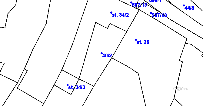 Parcela st. 40/2 v KÚ Bílsko u Vodňan, Katastrální mapa