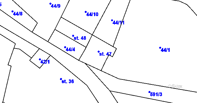 Parcela st. 47 v KÚ Bílsko u Vodňan, Katastrální mapa