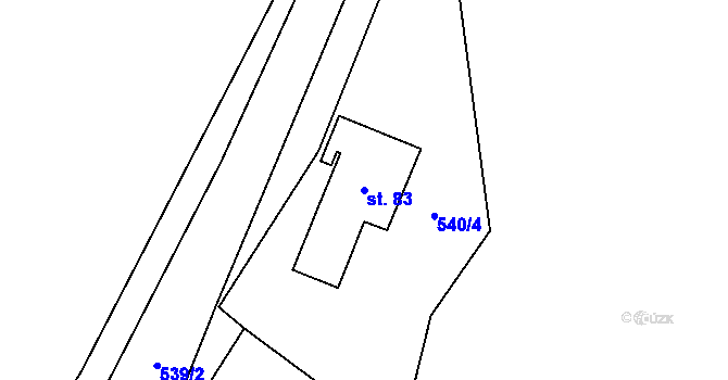 Parcela st. 83 v KÚ Bílsko u Vodňan, Katastrální mapa