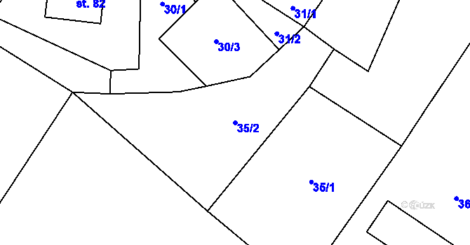 Parcela st. 35/2 v KÚ Bílsko u Vodňan, Katastrální mapa