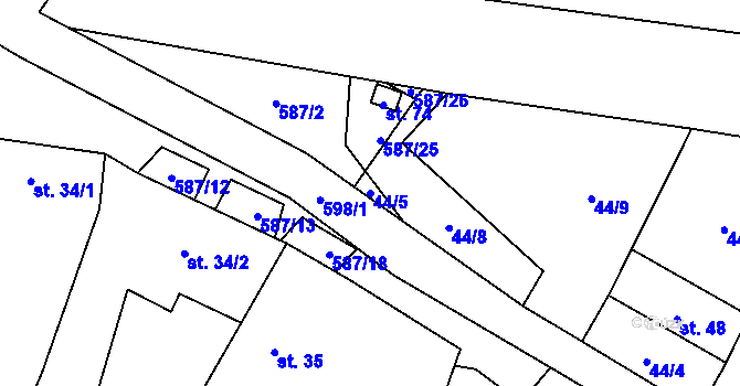 Parcela st. 44/5 v KÚ Bílsko u Vodňan, Katastrální mapa