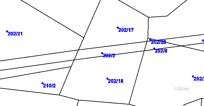 Parcela st. 202/2 v KÚ Bílsko u Vodňan, Katastrální mapa