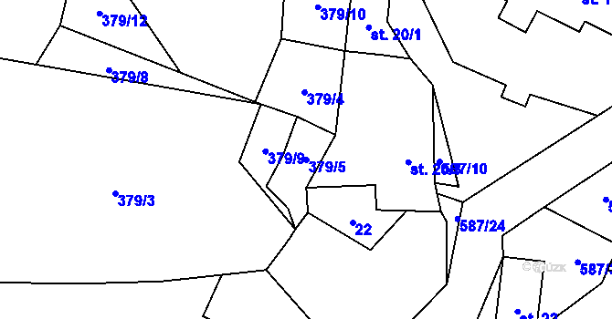 Parcela st. 379/5 v KÚ Bílsko u Vodňan, Katastrální mapa