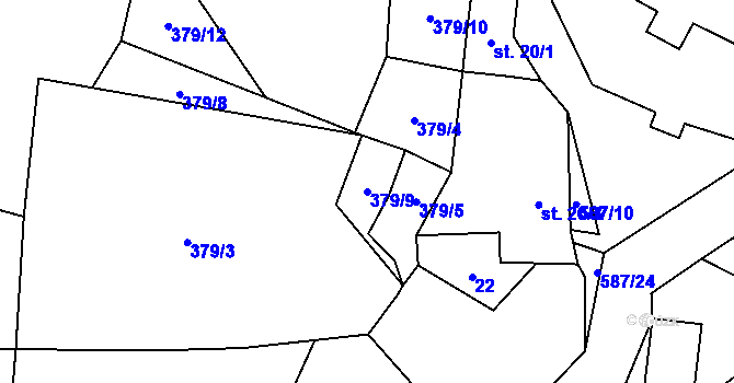Parcela st. 379/9 v KÚ Bílsko u Vodňan, Katastrální mapa