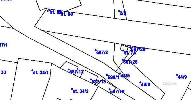 Parcela st. 587/2 v KÚ Bílsko u Vodňan, Katastrální mapa