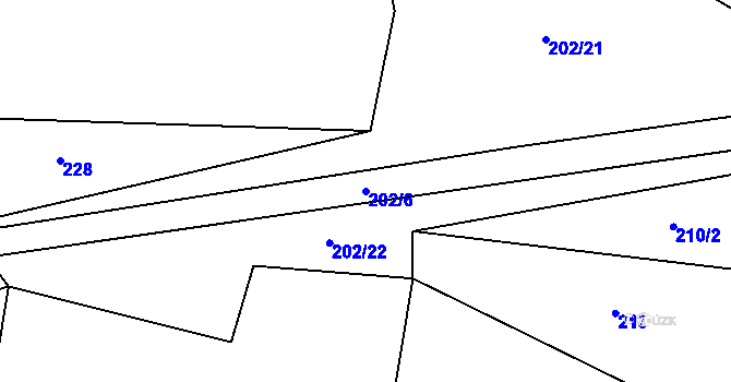 Parcela st. 202/6 v KÚ Bílsko u Vodňan, Katastrální mapa
