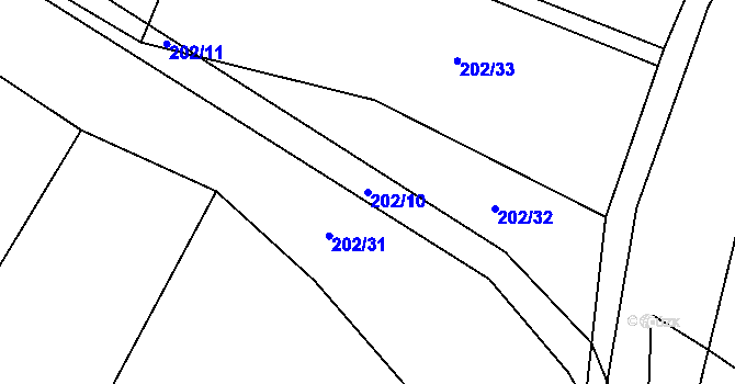 Parcela st. 202/10 v KÚ Bílsko u Vodňan, Katastrální mapa