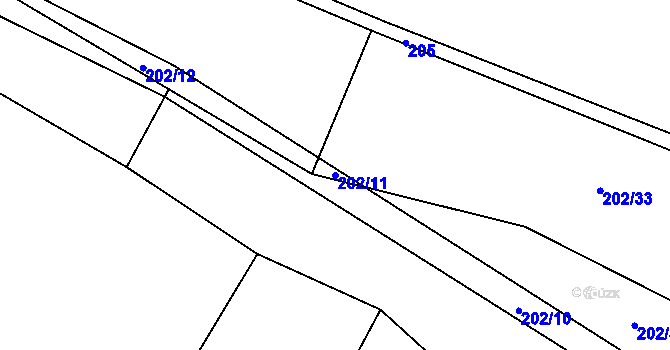 Parcela st. 202/11 v KÚ Bílsko u Vodňan, Katastrální mapa