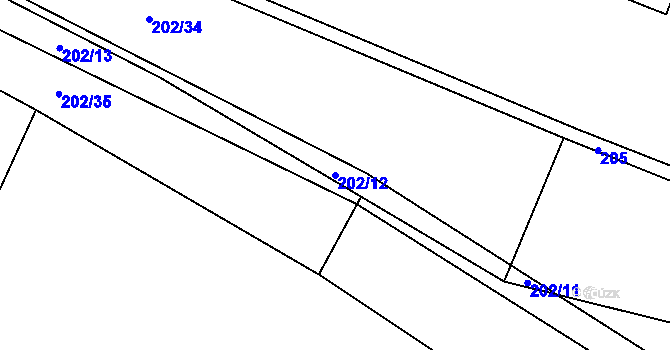Parcela st. 202/12 v KÚ Bílsko u Vodňan, Katastrální mapa