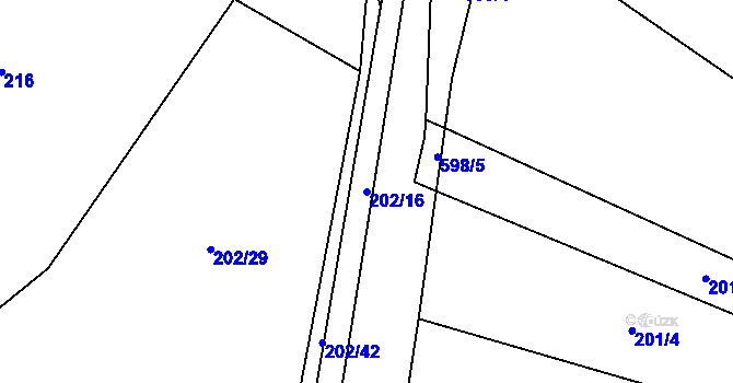 Parcela st. 202/16 v KÚ Bílsko u Vodňan, Katastrální mapa