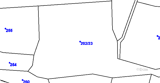 Parcela st. 202/23 v KÚ Bílsko u Vodňan, Katastrální mapa