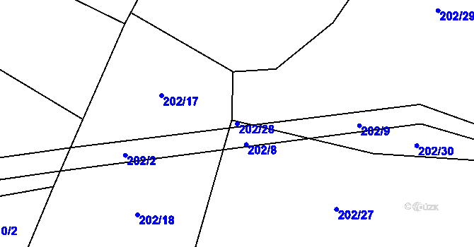 Parcela st. 202/28 v KÚ Bílsko u Vodňan, Katastrální mapa