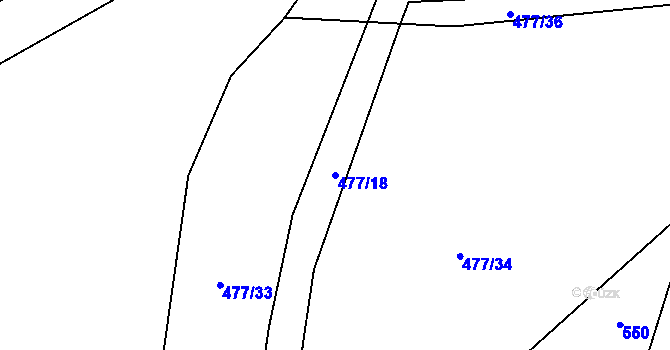 Parcela st. 477/18 v KÚ Bílsko u Vodňan, Katastrální mapa