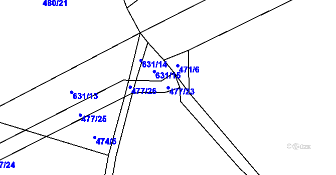 Parcela st. 477/23 v KÚ Bílsko u Vodňan, Katastrální mapa