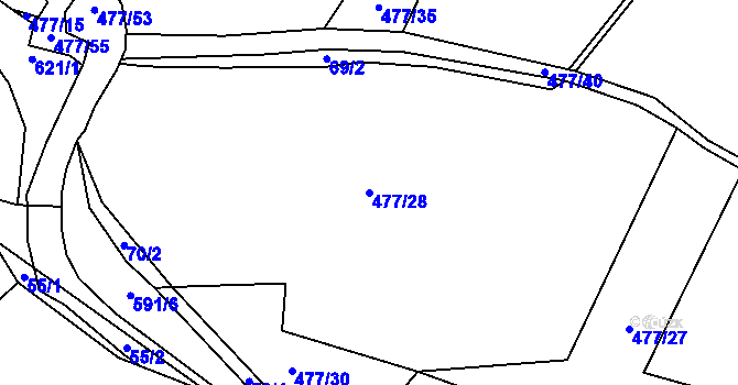 Parcela st. 477/28 v KÚ Bílsko u Vodňan, Katastrální mapa