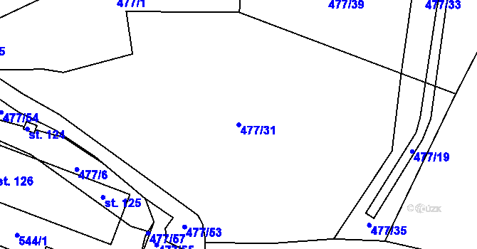 Parcela st. 477/31 v KÚ Bílsko u Vodňan, Katastrální mapa