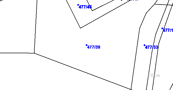 Parcela st. 477/39 v KÚ Bílsko u Vodňan, Katastrální mapa
