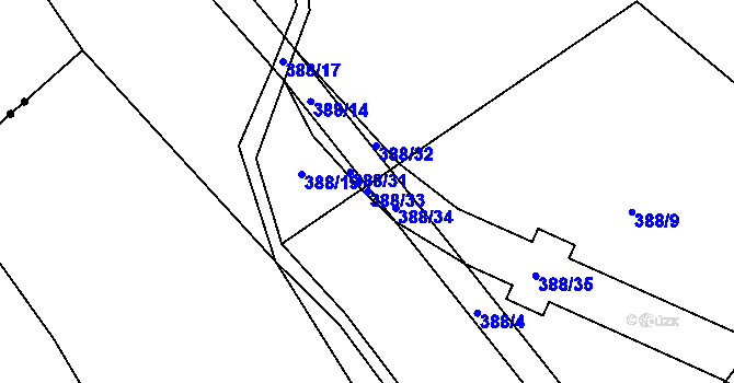 Parcela st. 388/33 v KÚ Bílsko u Vodňan, Katastrální mapa