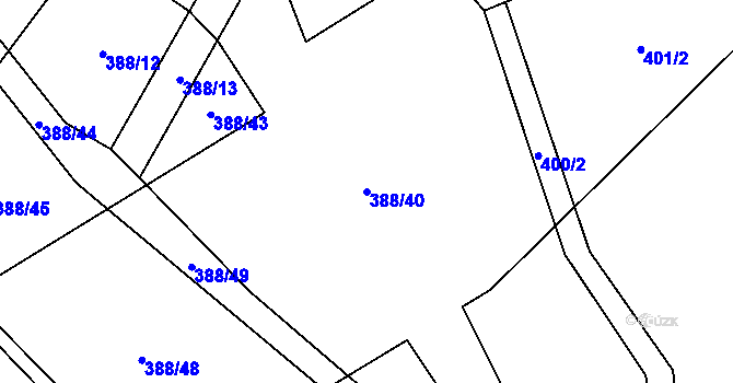 Parcela st. 388/40 v KÚ Bílsko u Vodňan, Katastrální mapa