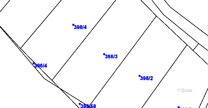 Parcela st. 398/3 v KÚ Bílsko u Vodňan, Katastrální mapa